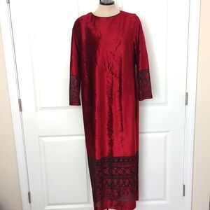 Vtg Ruth Norman Neiman Marcus Nightgown Dress 70's Size M Velvet Burgundy-316